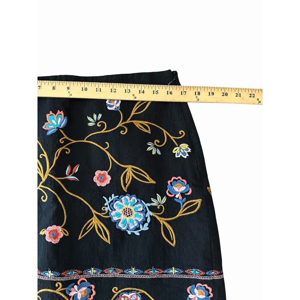 Loft Skirt Women's 12 Embroidered Black Lined Cowgirl Boho Festival #CC11-1 - Picture 4 of 6